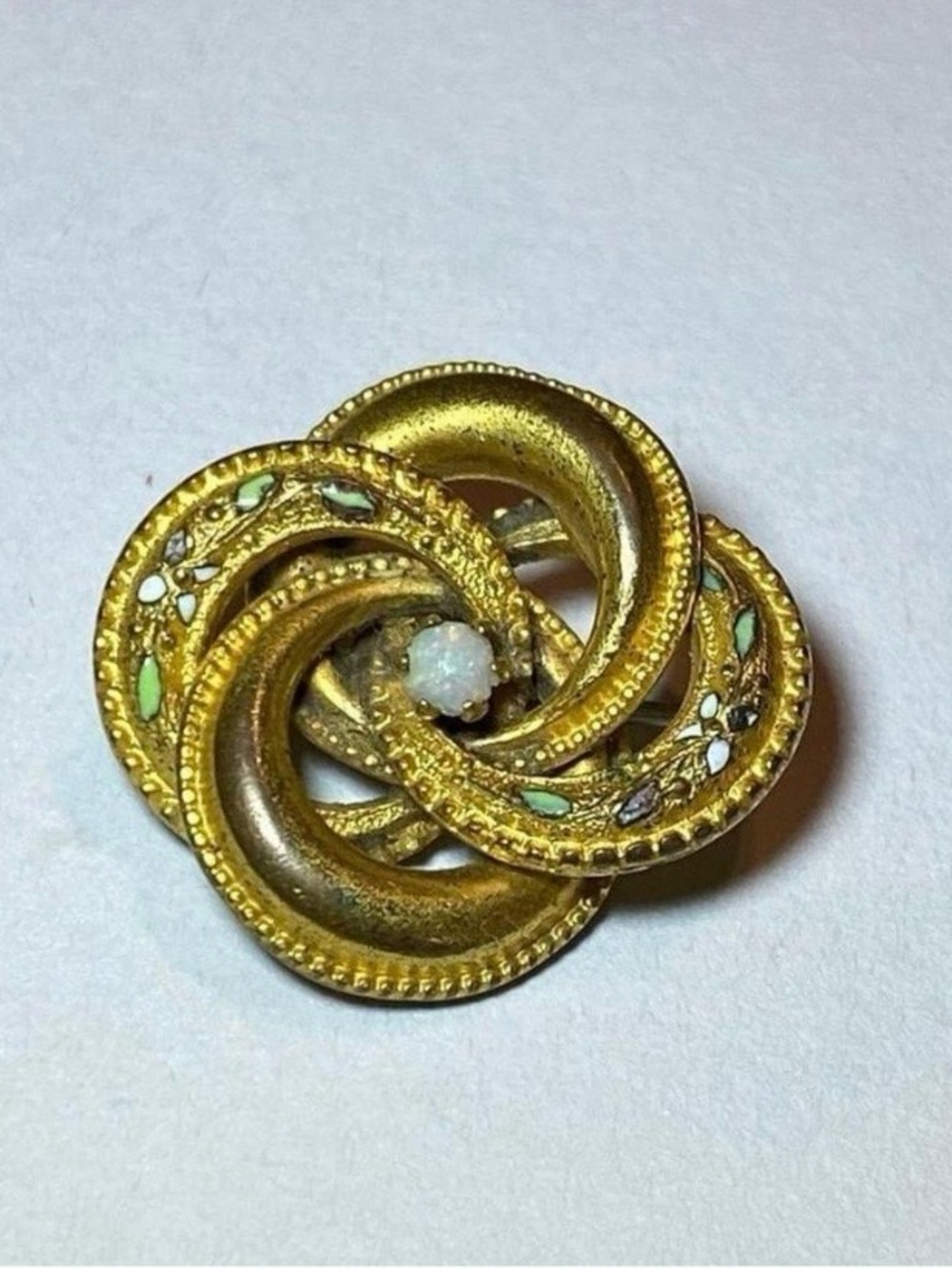 Antique Victorian Yellow Gold Brooch w/ Opal
